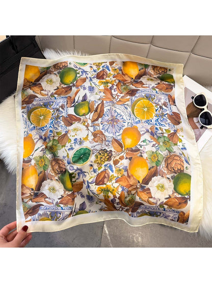 Scarvii Botanical Citrus Print Commuter Square Scarf product image