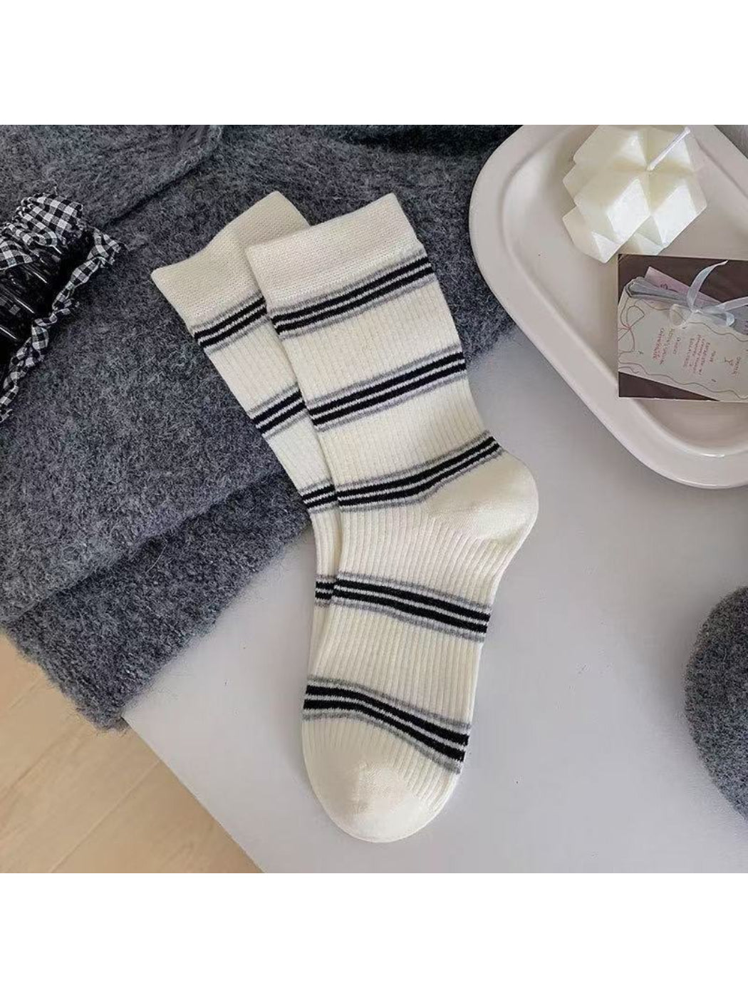 Rufia - Classic Stripe Ribbed Crew Socks product image 5