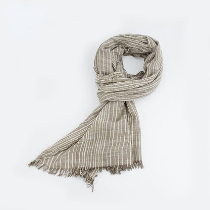 Close-up of scarf fringe ends showing fine threads and texture