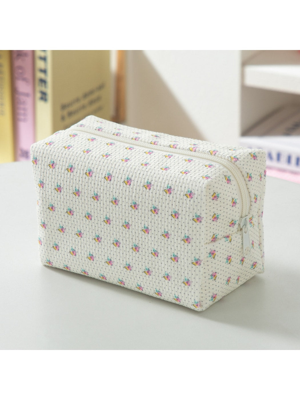 Cosbai - Floral Print Zipper Cosmetic Organizer Bag