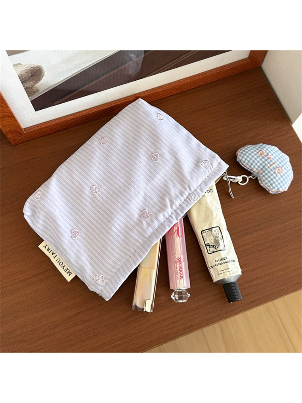Cosbai cosmetic bag partially open showing fabric lining
