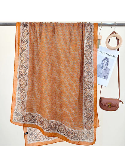 Scarvii - Paisley Border Print Lightweight Scarf