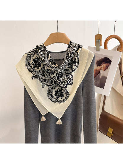 Scarvii - Vintage Dense Paisley Print Square Scarf