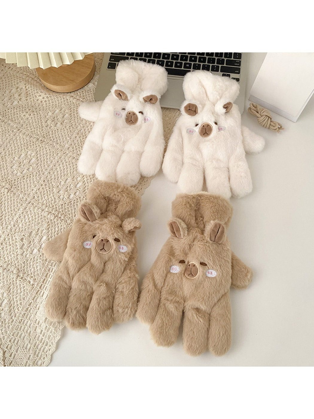 Gloving - Cute Bear Foldover Plush Winter Gloves