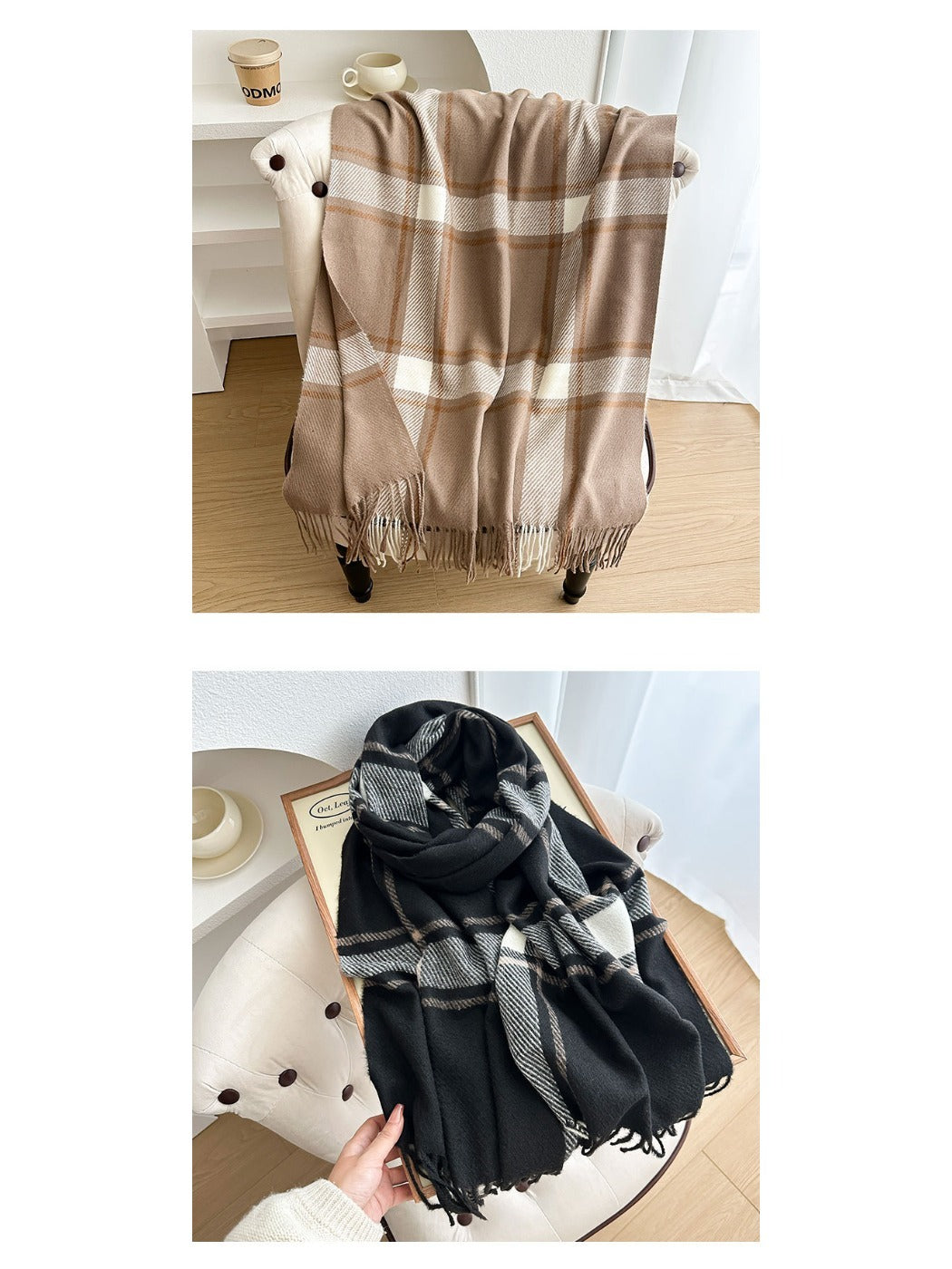 Scarvii - Cozy Plaid Tassel Scarf for Women