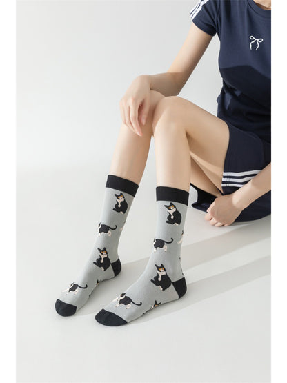 Rufia - Playful Cartoon Cat Pattern Socks