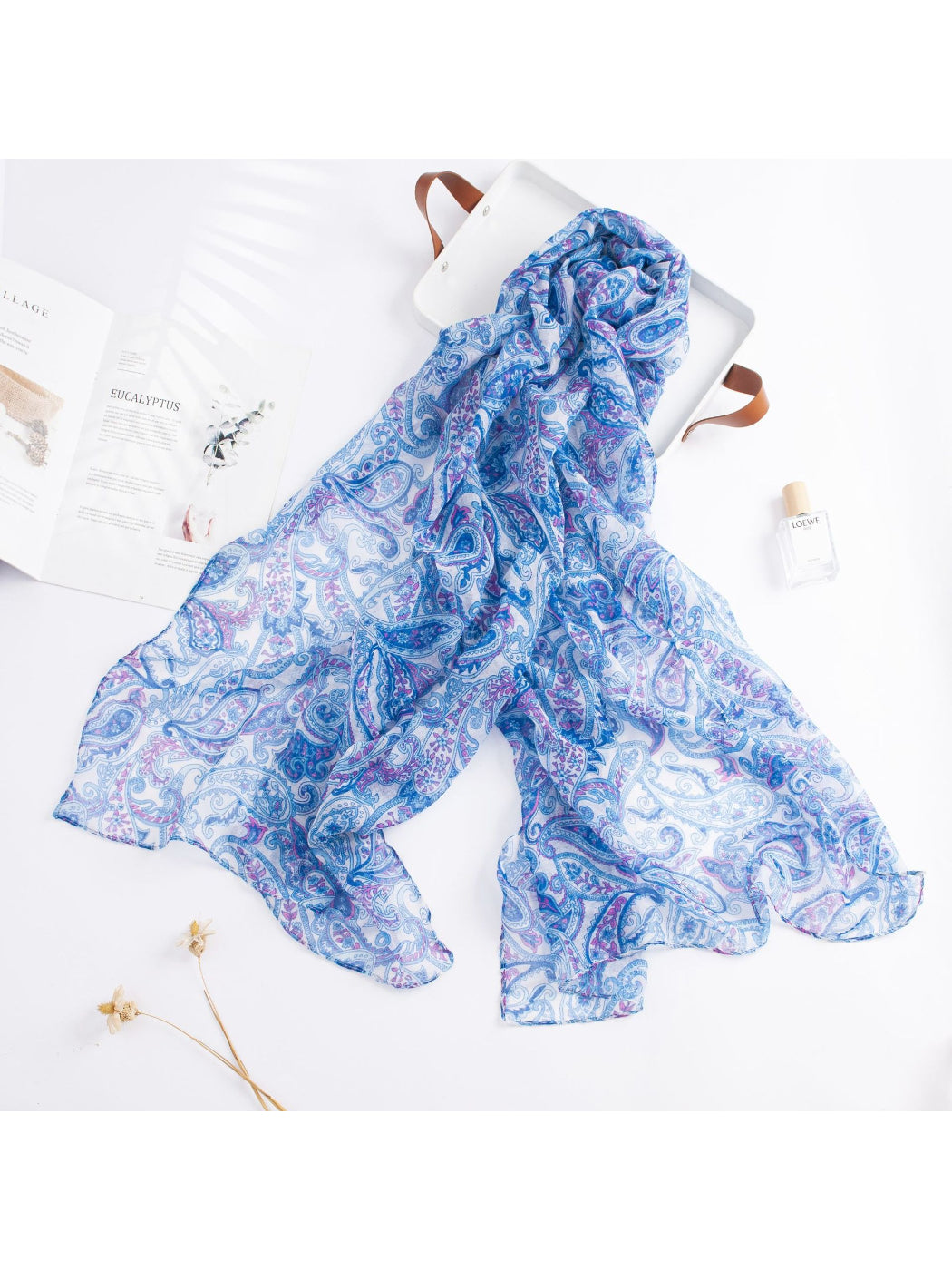 Scarvii - Blue Paisley Print Scarf