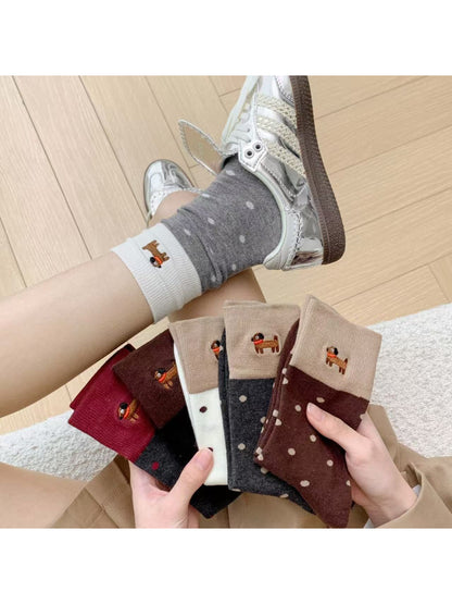 Rufia - Shiba Dot Patch Crew Socks