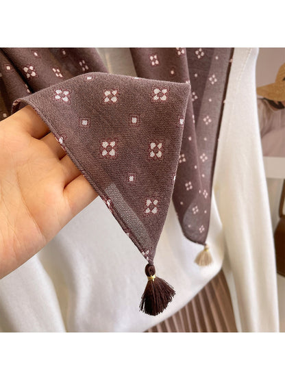 Scarvii - Tassel Corner Geometric Pattern Square Scarf