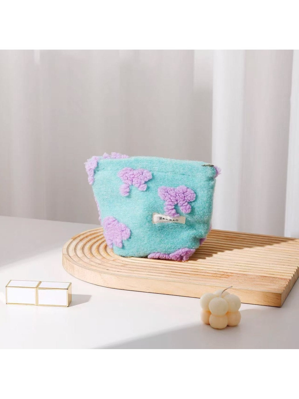 Cosbai - Bow Pattern Handheld Makeup Bag for Women