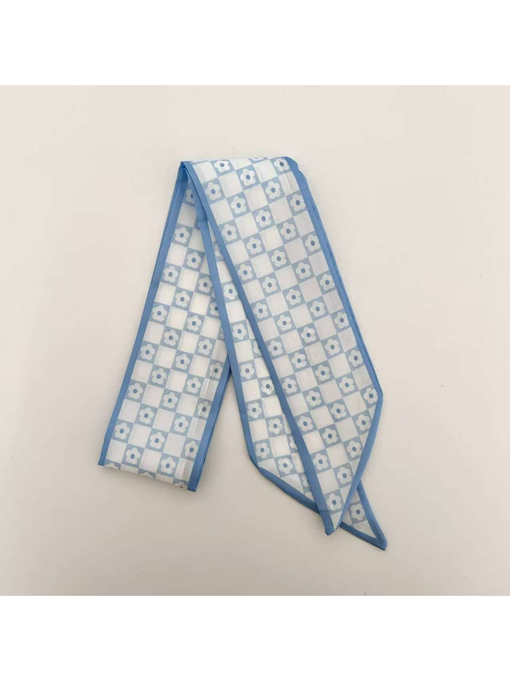 Scarvii - Blue Geometric Pattern Skinny textile accessory detail view 6