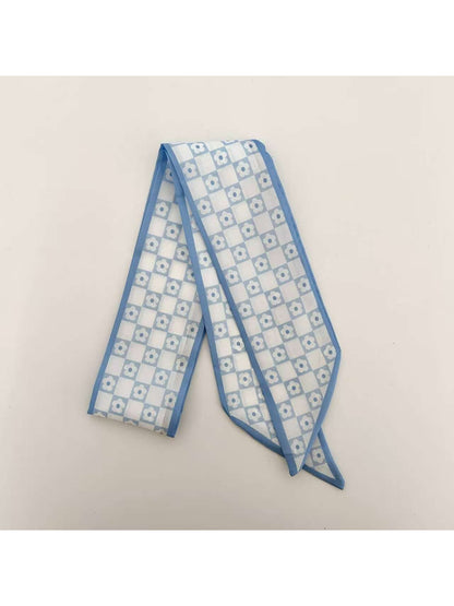 Scarvii - Blue Geometric Pattern Skinny textile accessory detail view 6