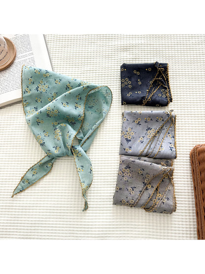 Scarvii - Daisy Print Gold Edge Scarf