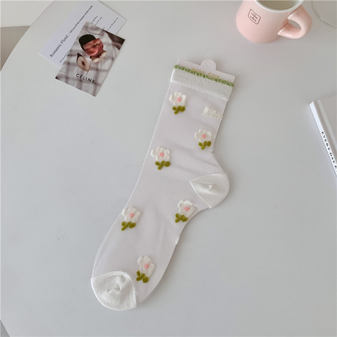 Rufia - Summer Tulip Floral Sheer Socks