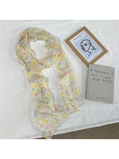 Scarvii - Elegant Light-hued Floral Print Scarf