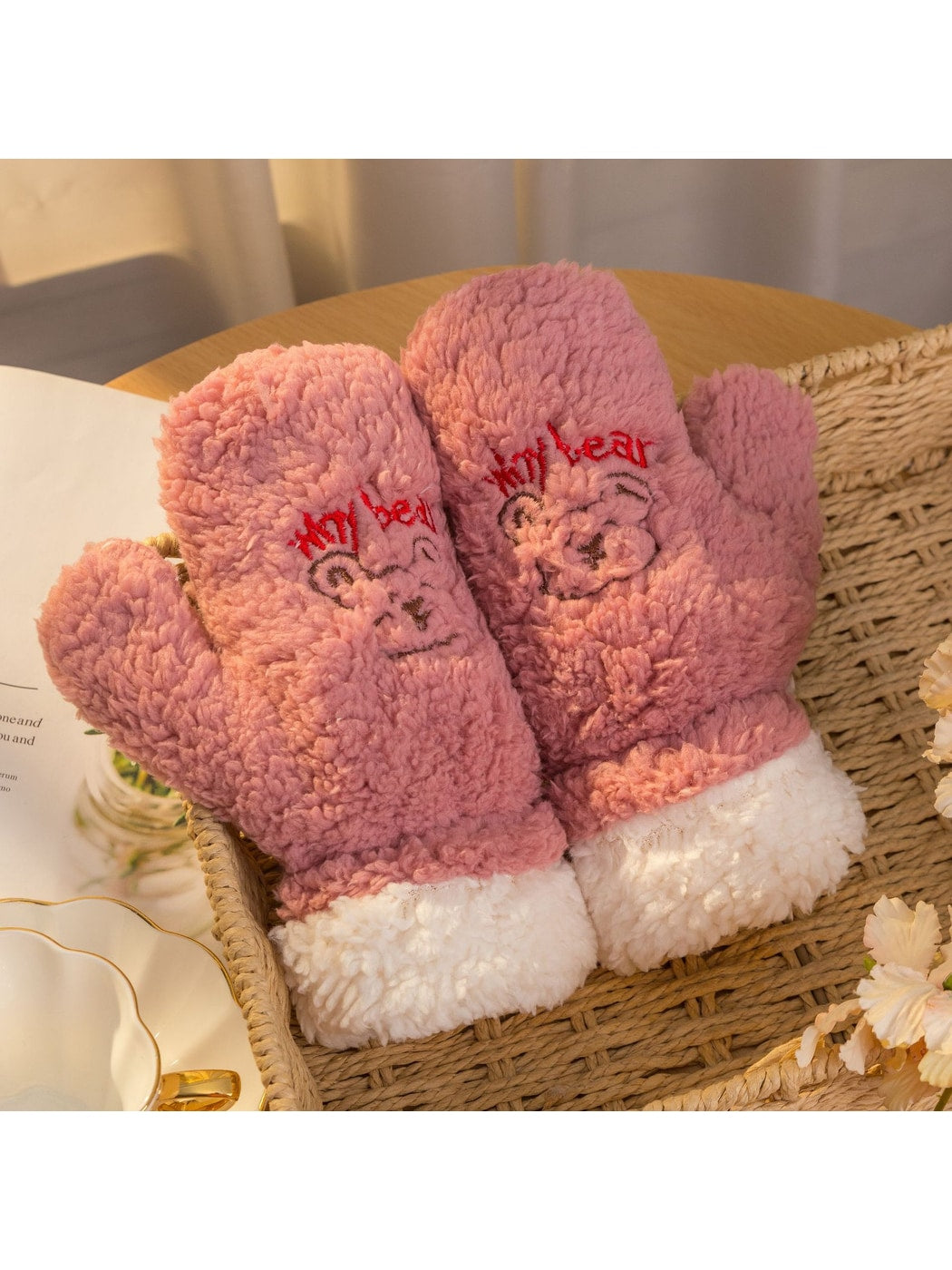Gloving - Cartoon Bear Plush Winter Mittens