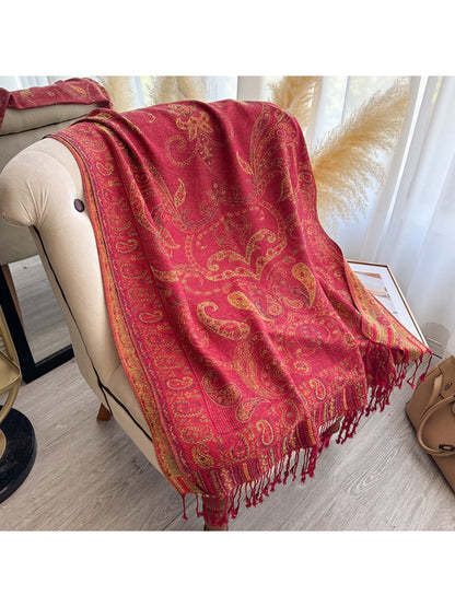 Scarvii - Elegant Paisley Fringe Scarf
