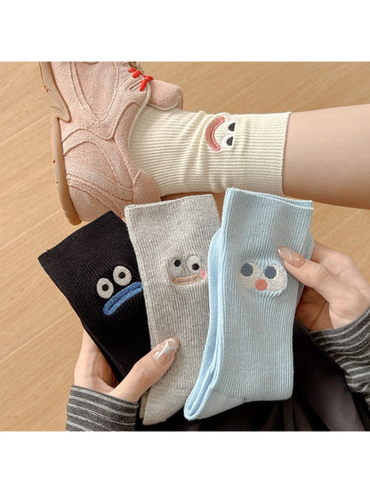Rufia - Smiley Face Embroidered Crew Socks product image 1