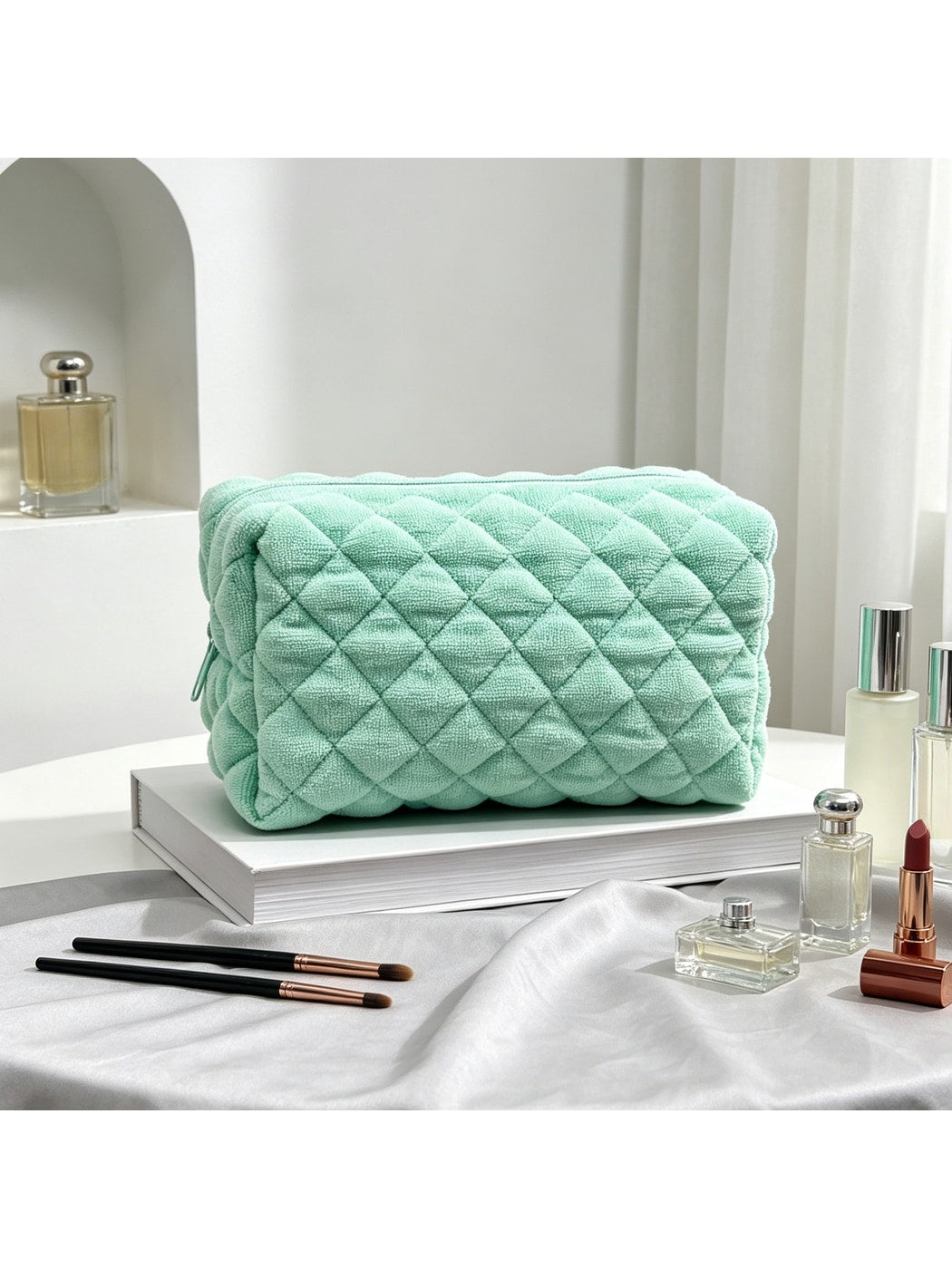 Cosbai - Simple Solid Color Cosmetic Organizer Bag