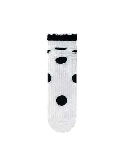 Rufia - Polka Dot Ruffle Trim Crew Socks