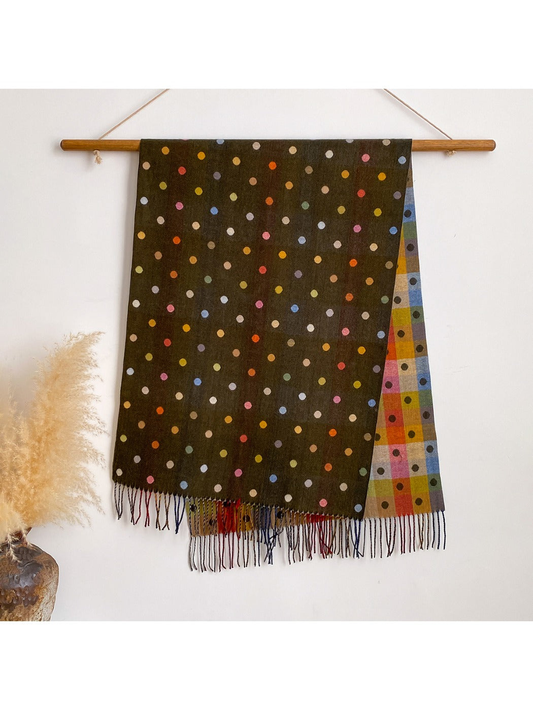 Scarvii - Color Block Polka Dot Scarf & Wrap