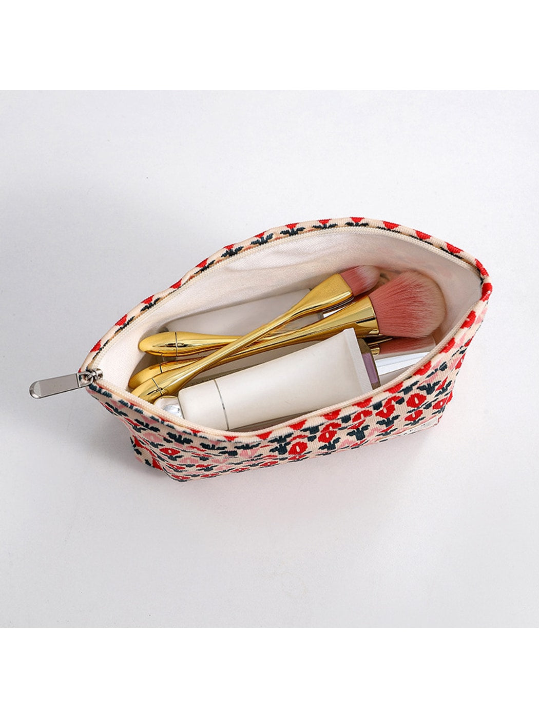 Cosbai - Retro Floral Pattern Cosmetic Storage Bag Pouch