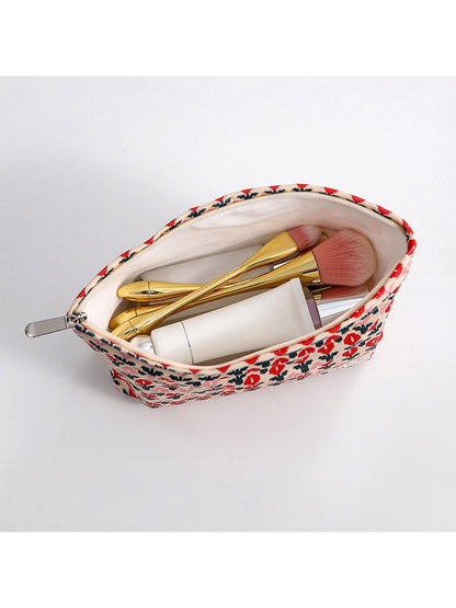 Cosbai - Retro Floral Pattern Cosmetic Storage Bag Pouch