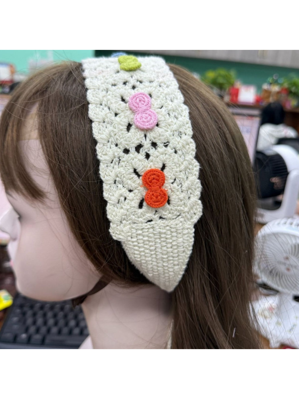 Scarvii Crochet Cherry Detail Tie Hair Scarf