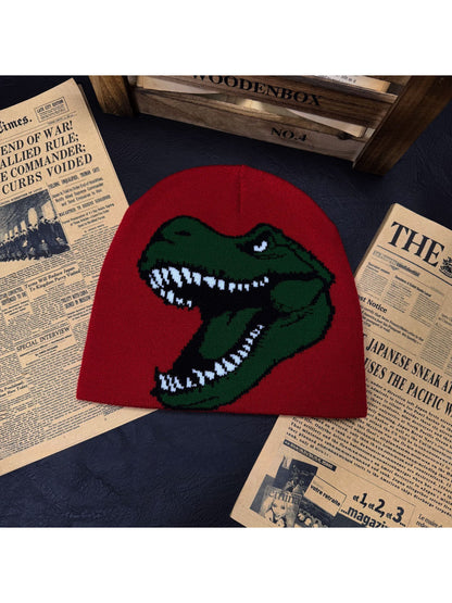 Haila - Dinosaur Graphic Knit Slouchy Beanie