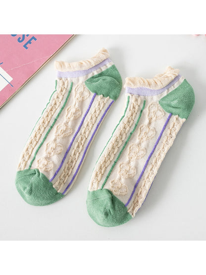 Rufia - Fresh Printed Ruffle Trim Ankle Socks