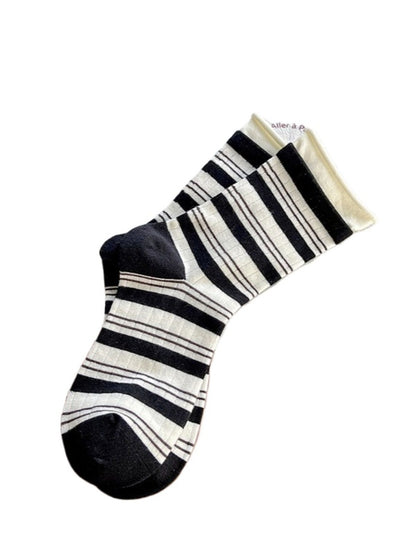 Rufia - Neutral Stripe Color-Block Crew Socks