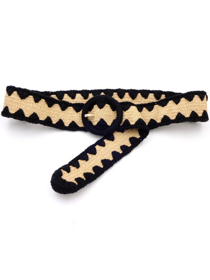 Beco Textured Knit Contrast Edge Adjustable Waist Belt for apparel accessory