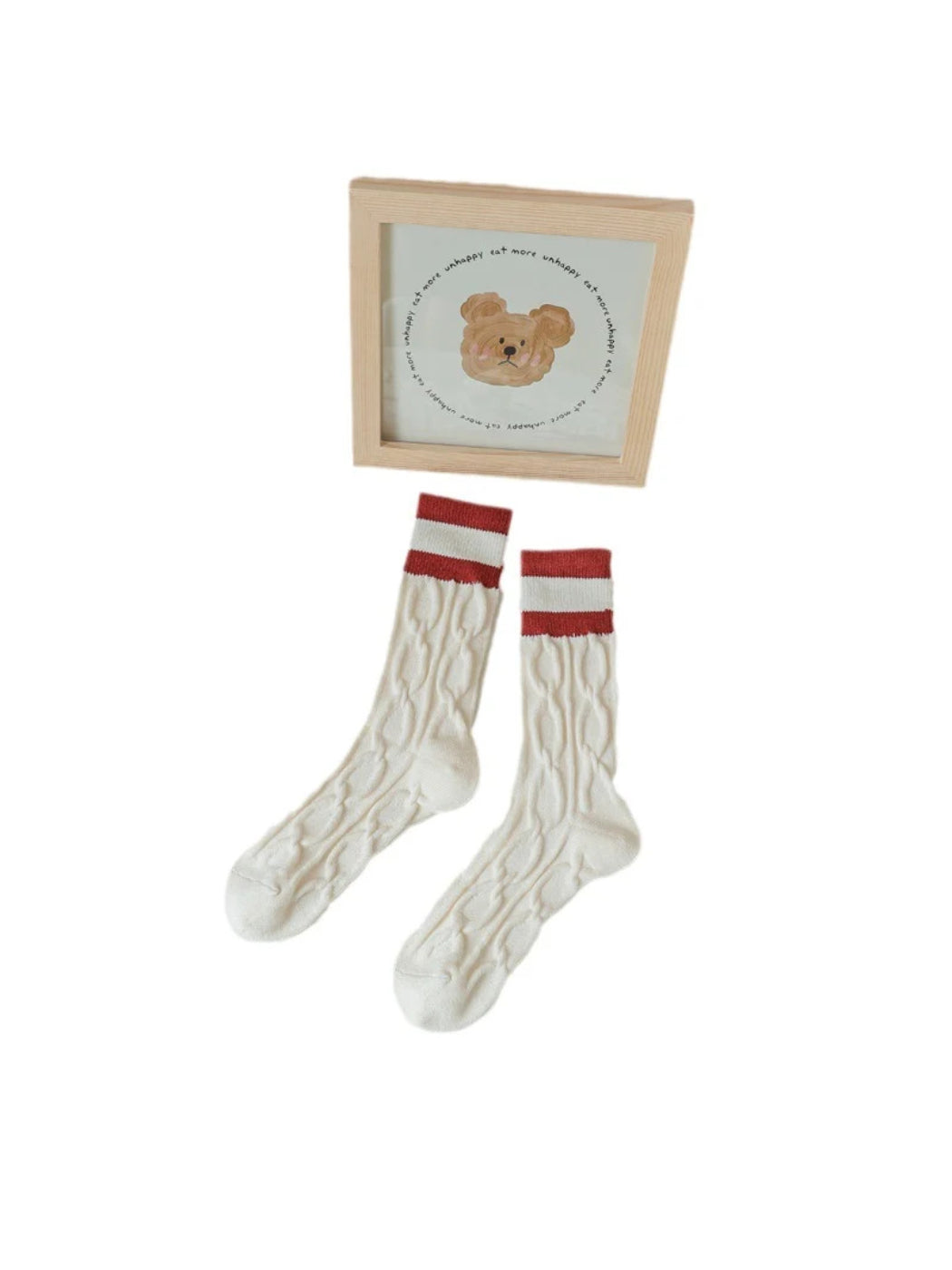 Rufia - Striped Ribbed-Cuff Cable Knit Crew Socks