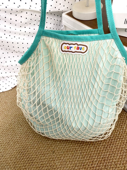 Cosbai double layer mesh beach tote bag folded flat for easy storage