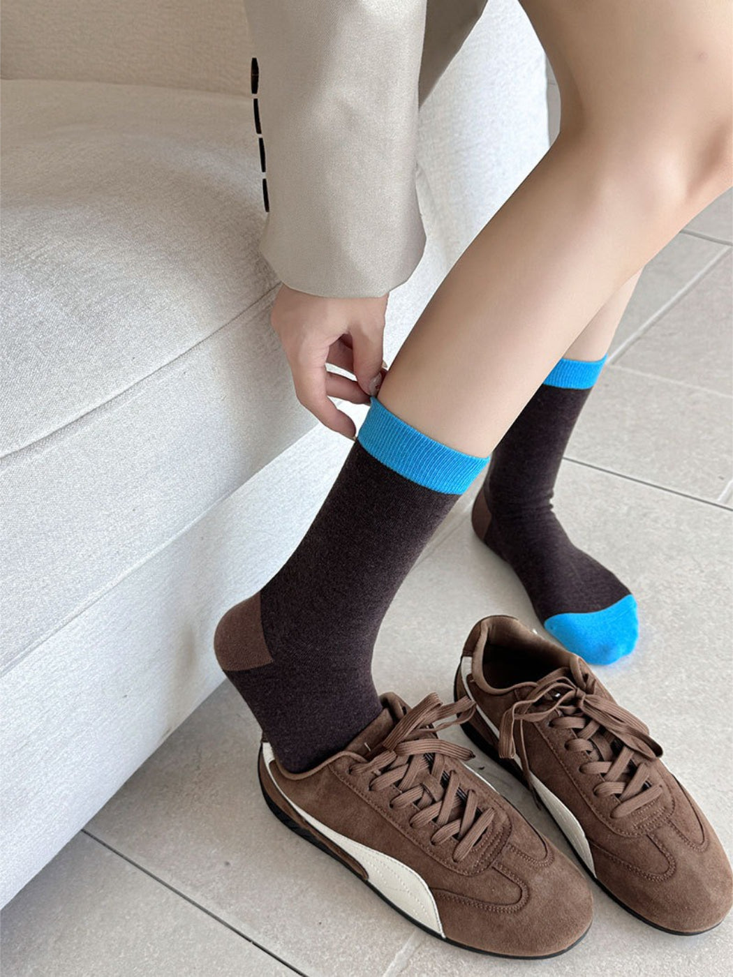 Rufia - Soft Contrast Color Crew Socks