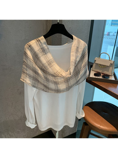 Scarvii - Vintage Gray Plaid Pattern Scarf