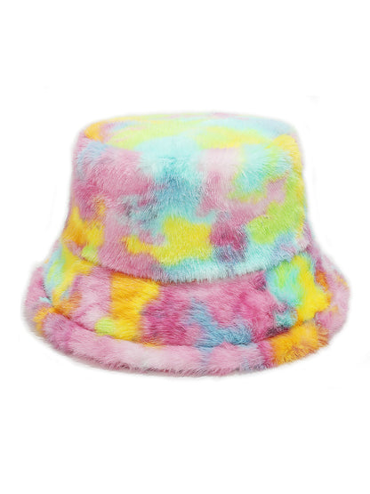 Haila Colorful Tie Dye Fuzzy Bucket Hat
