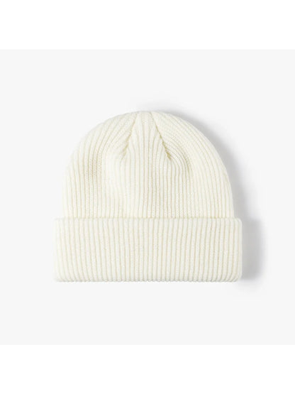 Haila - Solid Ribbed Cuffed Acrylic Knit Beanie