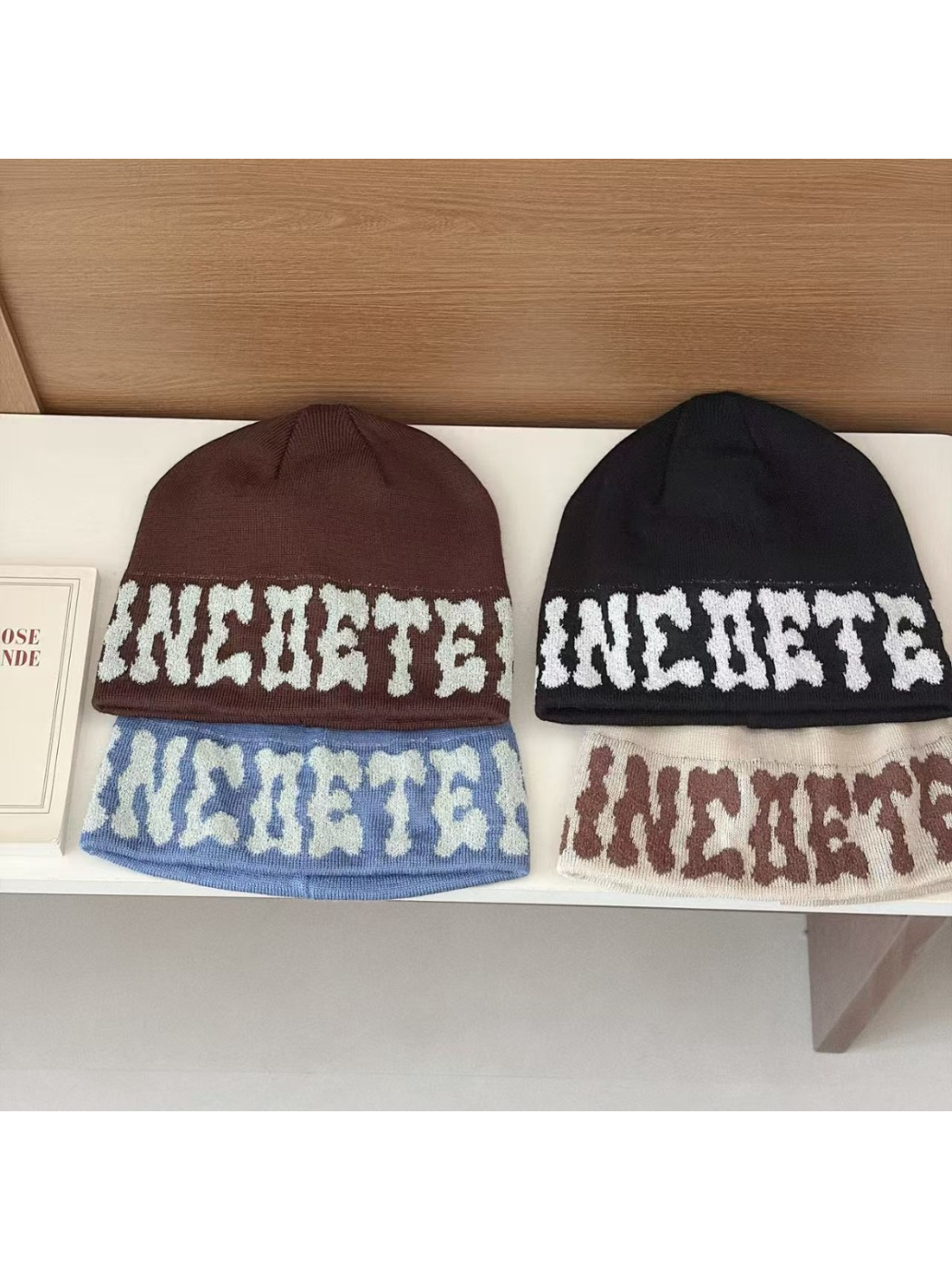 Haila - Letter Pattern Cuffed Beanie