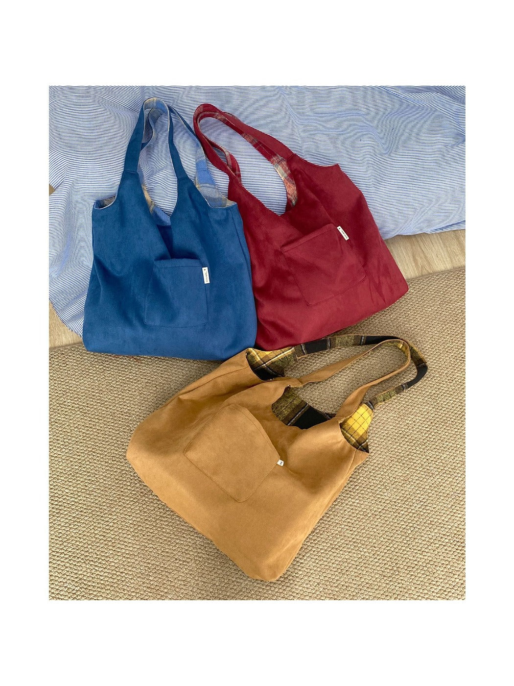 Cosbai – Reversible Plaid Tote Bag