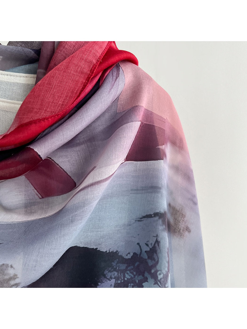 Scarvii - Soft Tone Abstract Printed Summer Wrap Scarf