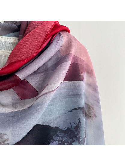 Scarvii - Soft Tone Abstract Printed Summer Wrap Scarf