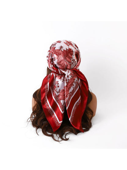 Scarvii - Classic Scenic Print Border Square Scarf