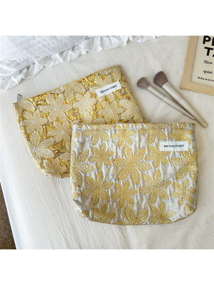 Cosbai - Elegant Floral Zippered Cosmetic Bag