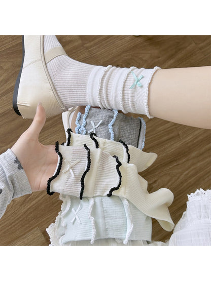 Rufia - Ribbon Ruffle Layer Crew Socks