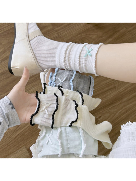 Rufia - Ribbon Ruffle Layer Crew Socks