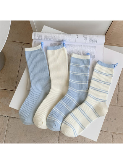 Close-up of Rufia crew sock fabric texture showing soft knit and contrast stripe detail