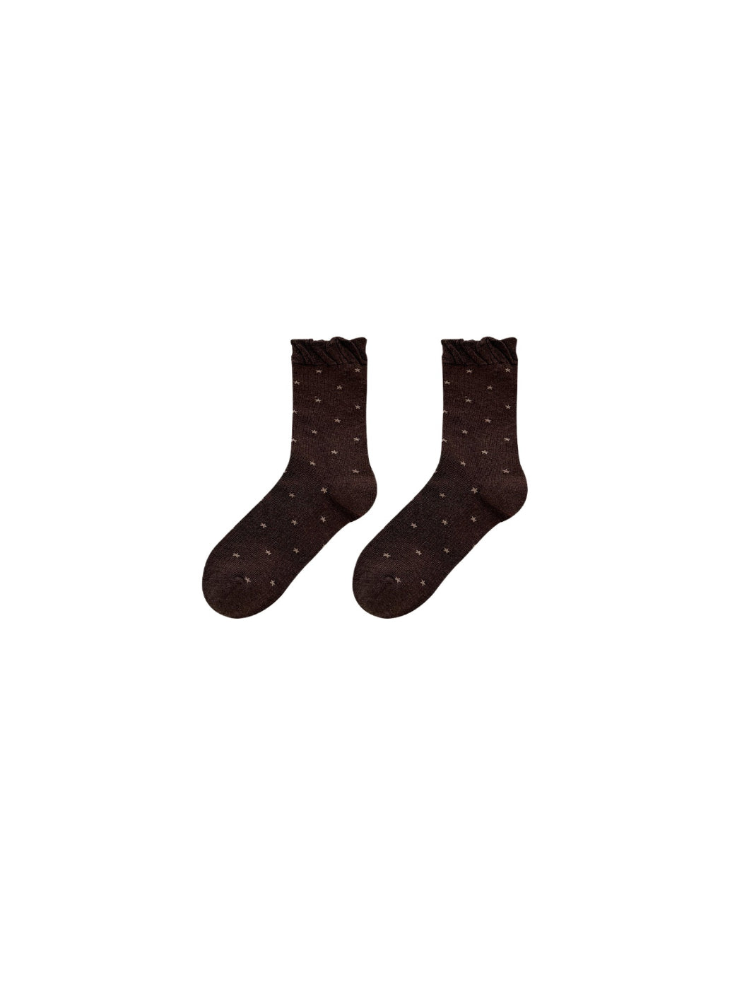 Rufia - Ribbed Knit Snowflake Pattern Crew Socks