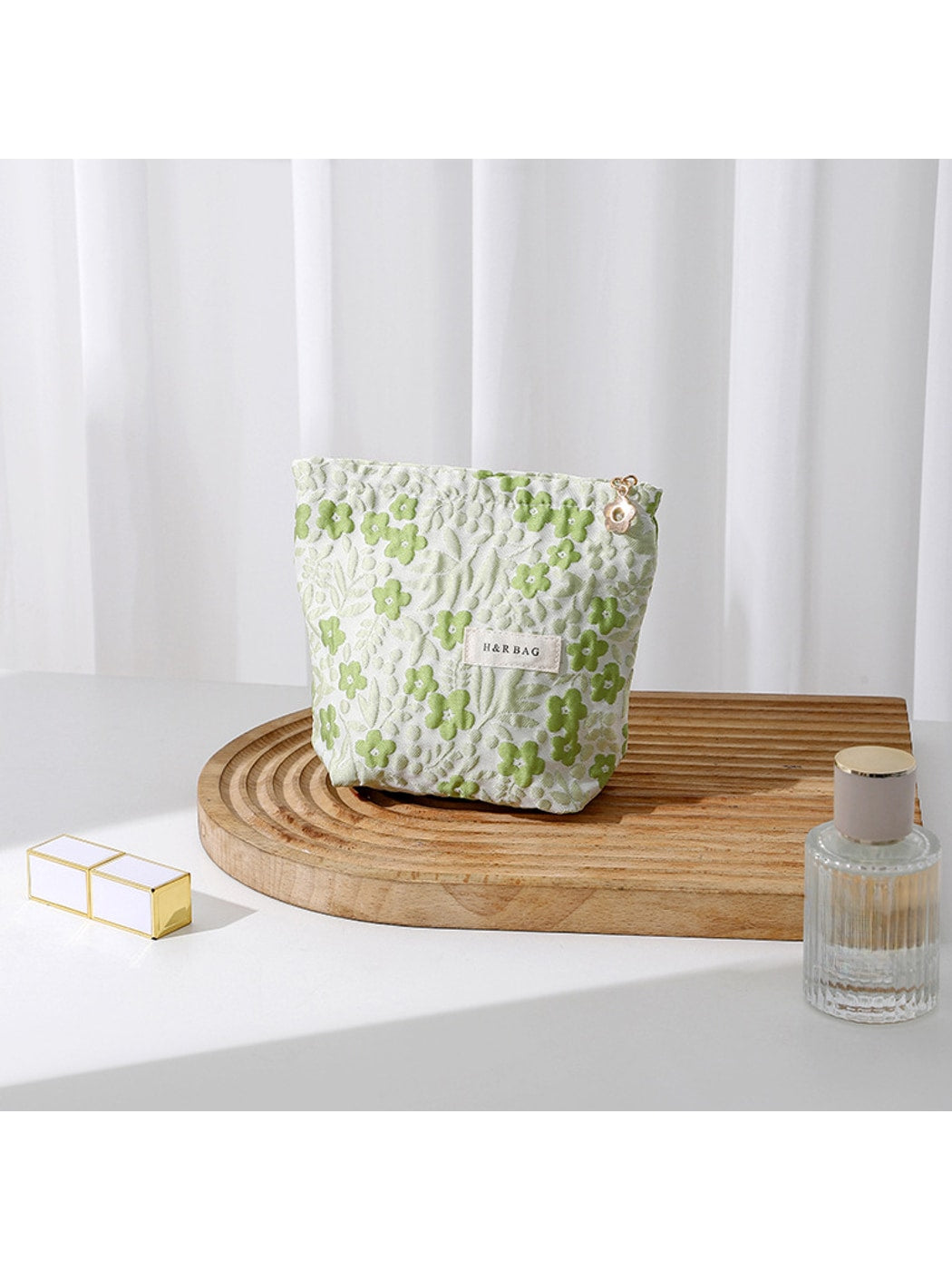 Cosbai - Light Green Floral Toiletry Organizer Bag