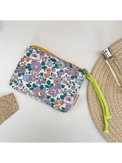 Cosbai - Floral Zipper Cosmetic Pouch